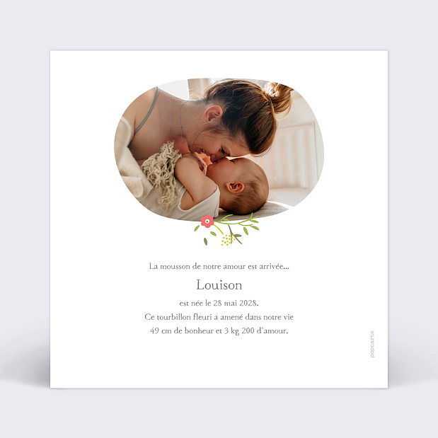 Faire-part de naissance liberty fille Verso