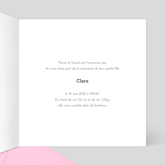 Faire part naissance Pop Art Intérieur Droit