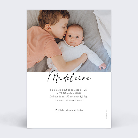 Faire part naissance Original fille Verso