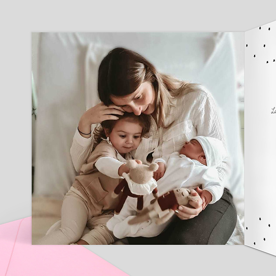 Faire part naissance Noir et blanc Intérieur Gauche