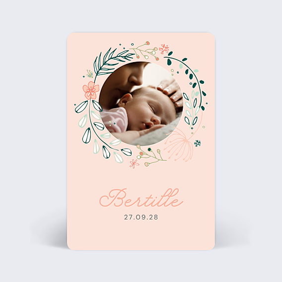 Faire-part Naissance Couronne de Fleurs