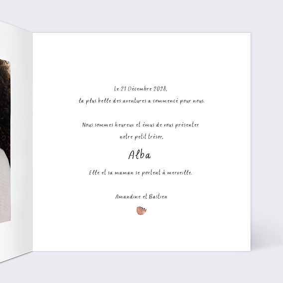 Faire part naissance Couronne d'automne Intérieur Droit