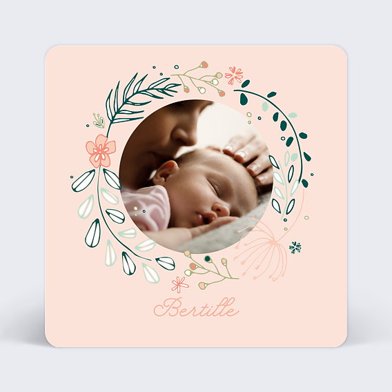 Faire-part Naissance Couronne de Fleurs