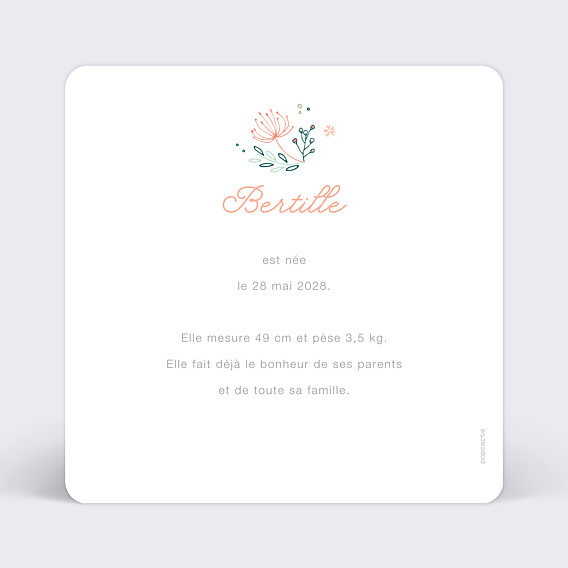 Faire-part Naissance Couronne de Fleurs