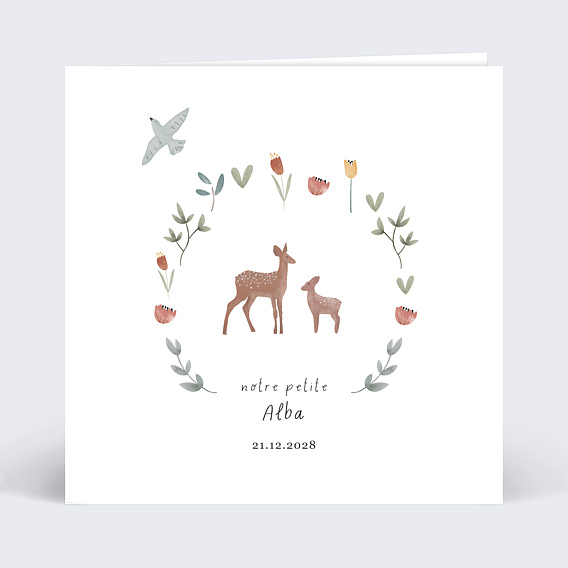 Faire part naissance Couronne d'automne Recto