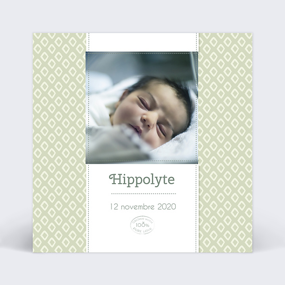 Faire-part Naissance Losanges verts