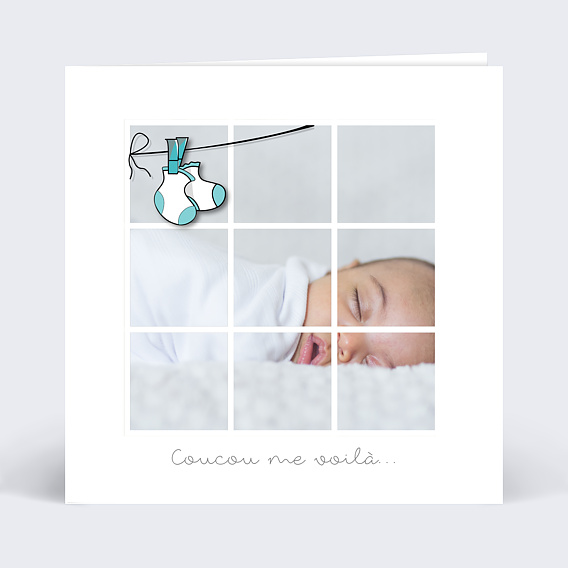 Faire-part Naissance Mosaïque blanche