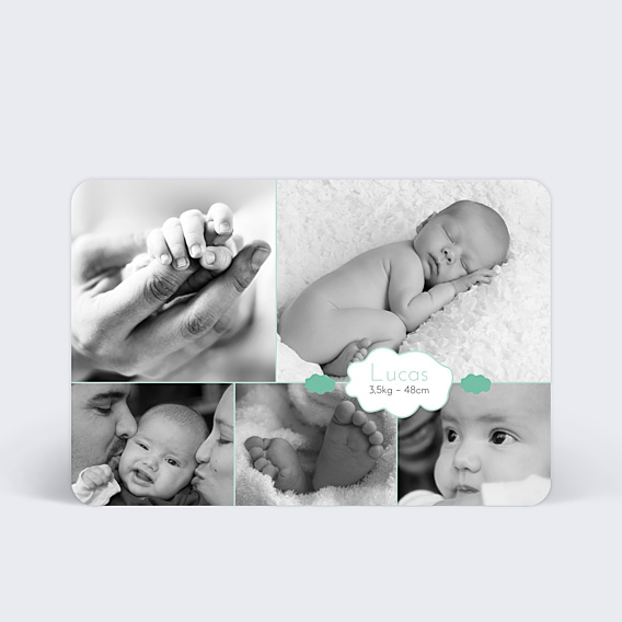 Faire part naissance Nuage vert