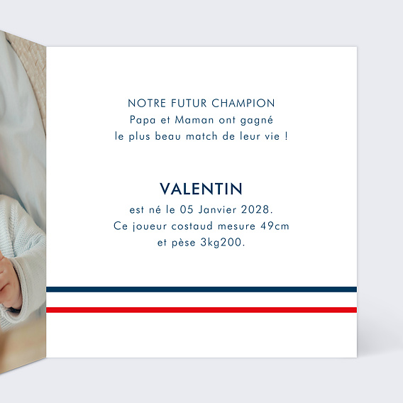 Faire part naissance Foot Intérieur Droit