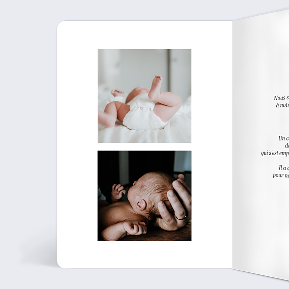 Faire part naissance Couverture Intérieur Gauche