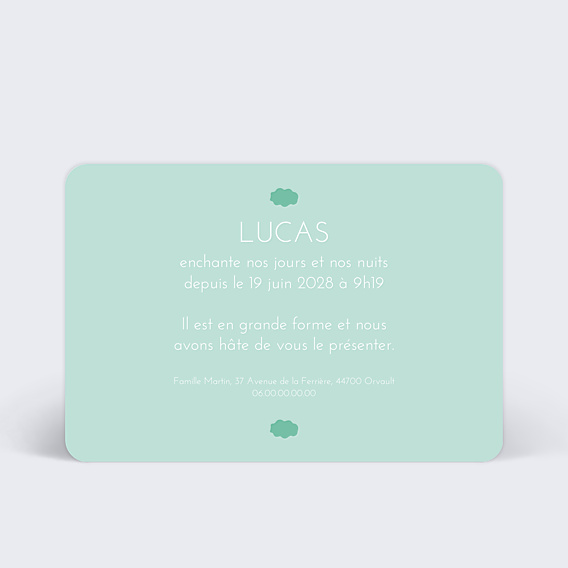 Faire-part Naissance Nuage vert