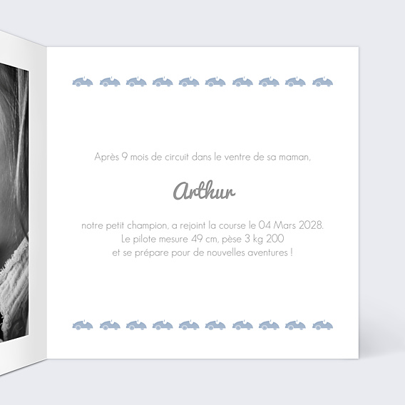 Faire-part Naissance Voiture