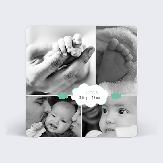 Faire-part Naissance Nuage vert
