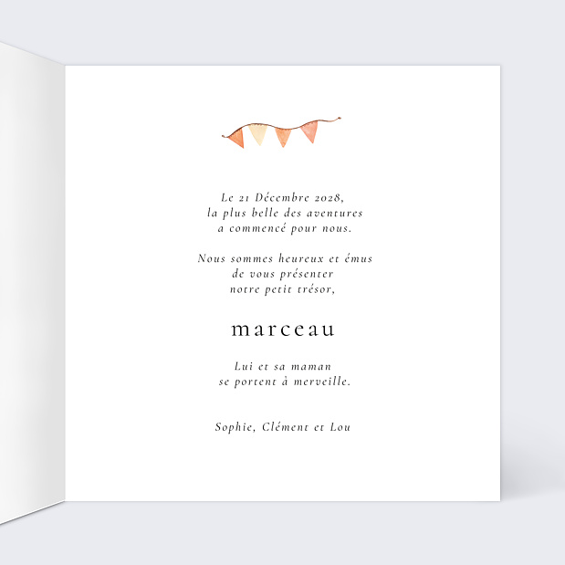 Faire-part de Naissance Guirlande Intérieur Droit