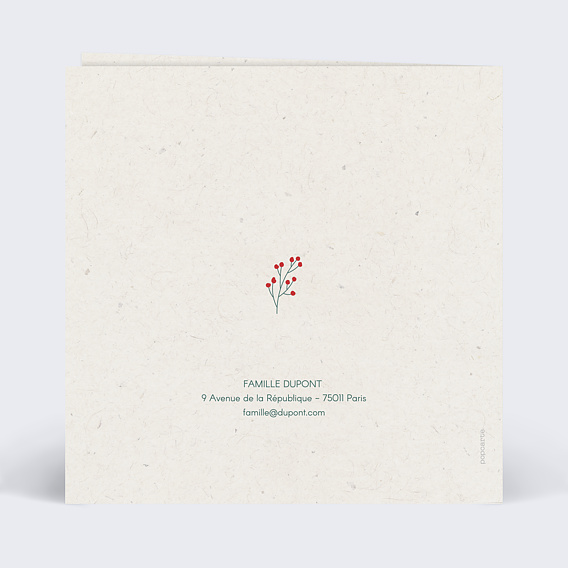 Faire part naissance Bébé sapin Verso