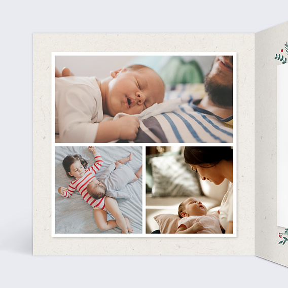 Faire part naissance Bébé sapin Intérieur Gauche