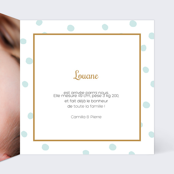 Faire part naissance Chic Pois Intérieur Droit