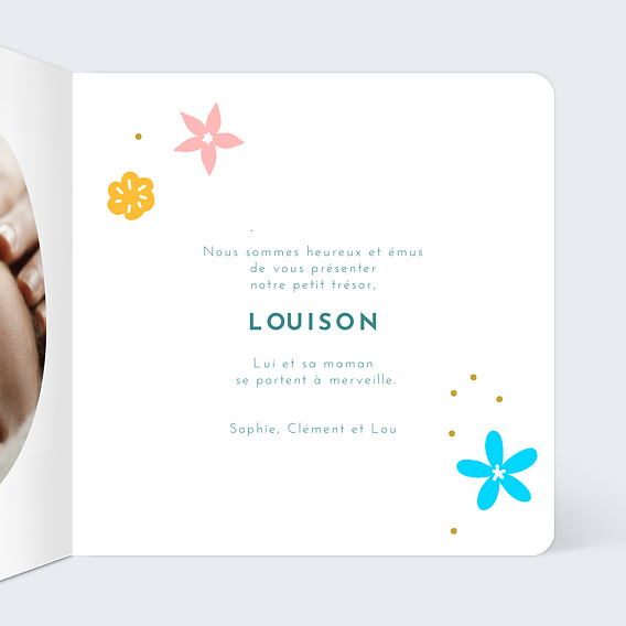 Faire part naissance Dessin chat Intérieur Droit