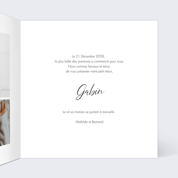 Faire part naissance Frère et Soeur Intérieur Droit