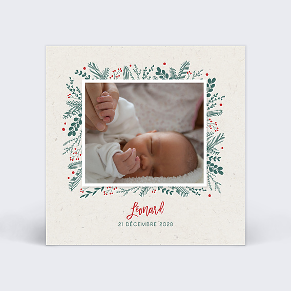 Faire part naissance Bébé sapin