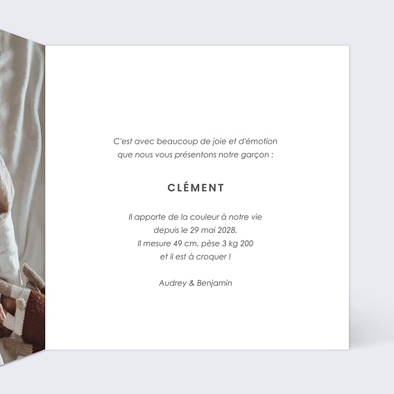 Faire part naissance Liberty Jolis Fruits Intérieur Droit