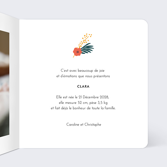 Faire part naissance Jungle colorée Intérieur Droit