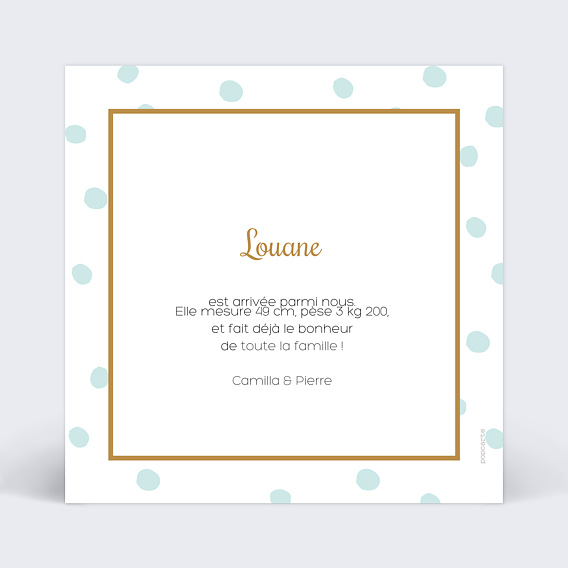 Faire part naissance Chic Pois Verso