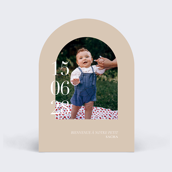 Faire part naissance Arche et date