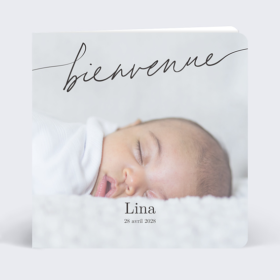Faire part naissance Bienvenue noir
