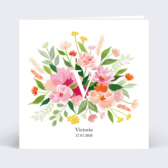 Faire part naissance Bouquet champêtre