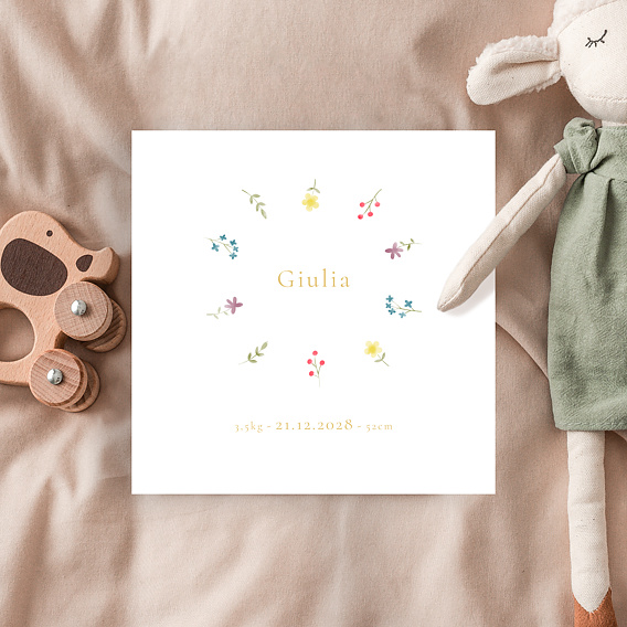 Faire part naissance Brindilles Fleuries