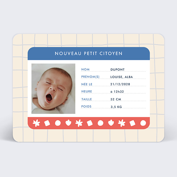 Faire part naissance Carte d'identité