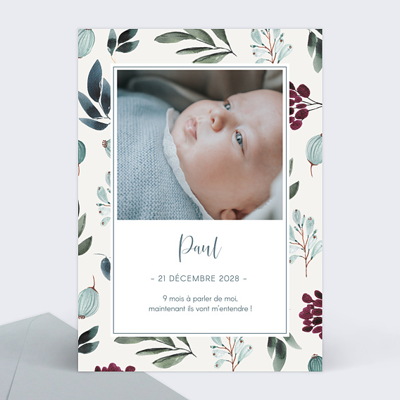 Faire part Naissance Carte Fleurie