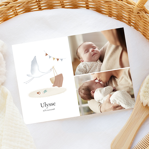 Faire part naissance Cigogne Chambre