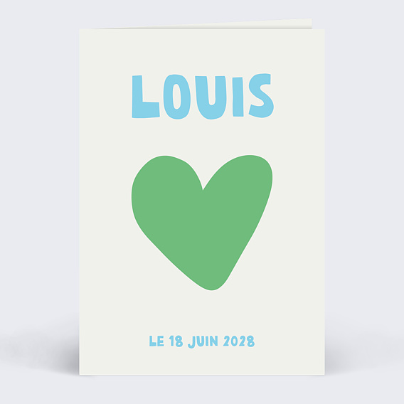 Faire-part Naissance Cœur iconique vert
