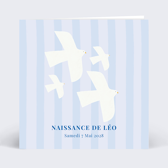 Faire part naissance Colombes minimalistes