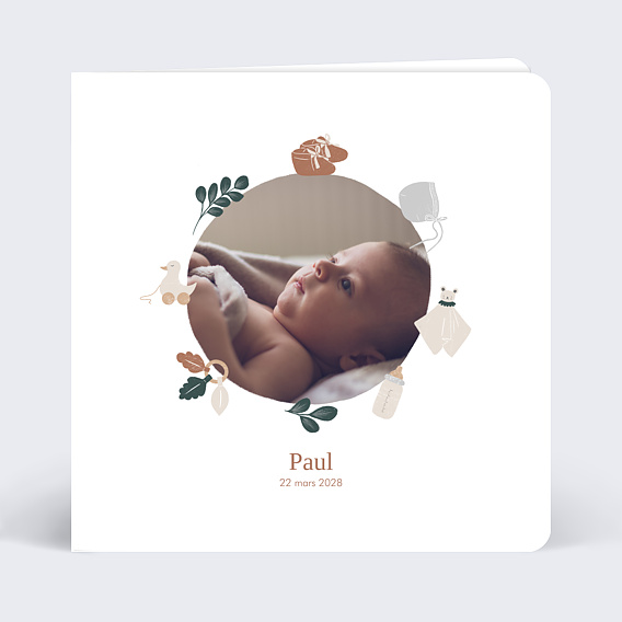 Faire part naissance Couronne de Jouets
