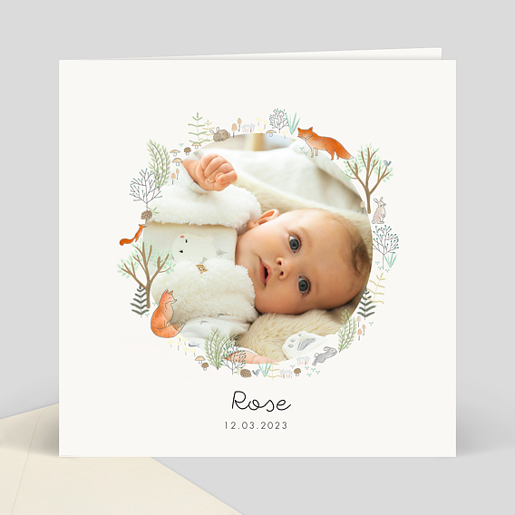 Carte bébé d'hiver, carte naissance saison, carte annonce naissance