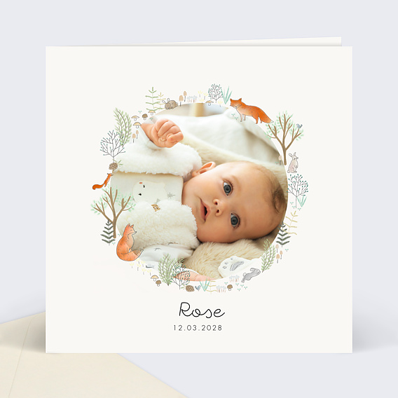 Carte bébé d'hiver, carte naissance saison, carte annonce naissance