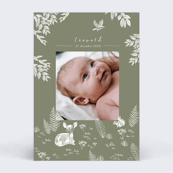 Faire part Naissance Crayon Blanc