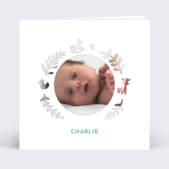 Faire part naissance Découpe Couronne de Jouets
