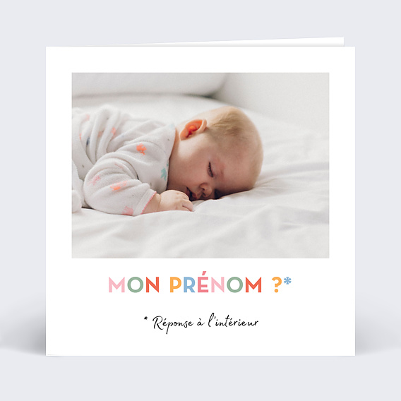 Faire part naissance Devinette Colorée