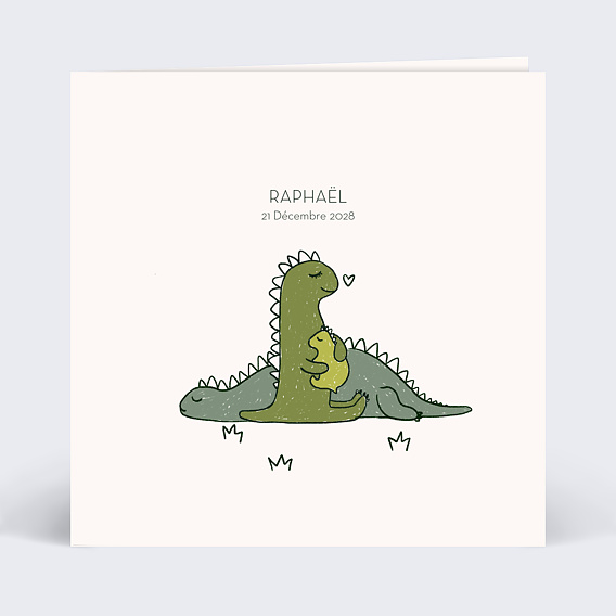 Faire part naissance Famille dinosaures