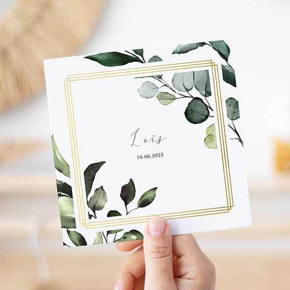 Faire part naissance Dorure Eucalyptus