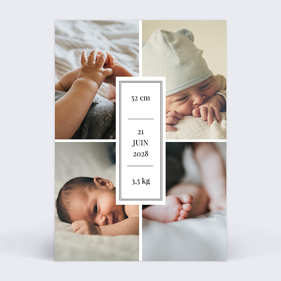 Faire part naissance Étiquette Verticale