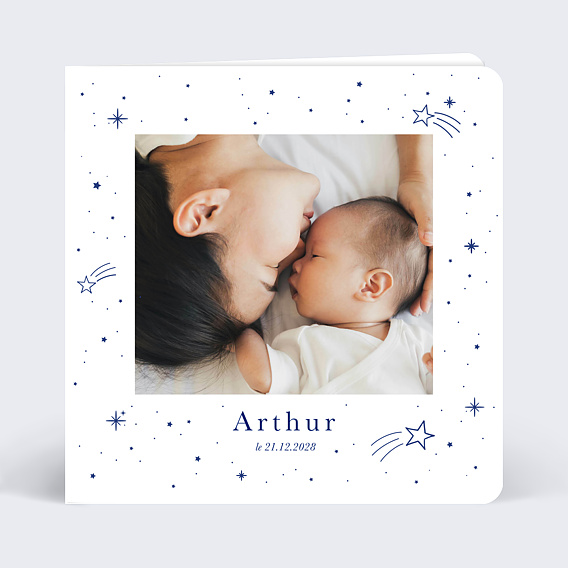 Faire part naissance Étoiles bleues