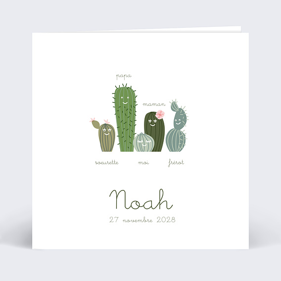 Faire part Naissance Famille Cactus