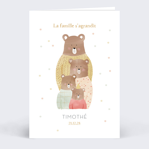 Faire part naissance Famille Ours