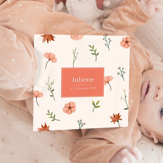 Faire part naissance Fleurs Aquarelles