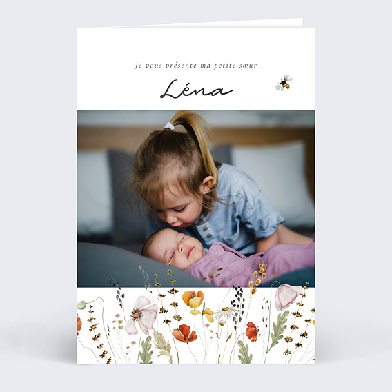Faire part naissance Fleurs champs